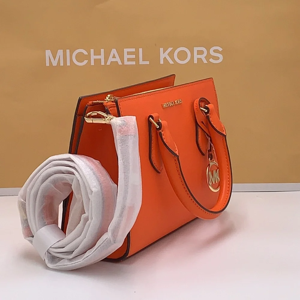 MICHAEL KORS SHEILA SMALL CENTER ZIP SATCHEL/CROSSBODY POPPY COLOR NWT